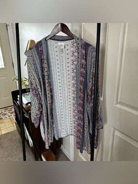 Knox Rose Purple Multi Patterned Open-Front Kimono ❄️